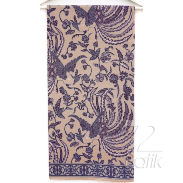 KAIN BATIK KATUN Premium Motif Burung Phoenix Warna Coklat Putih Tulang Cream 726339 Cap 72 Jarik Ja