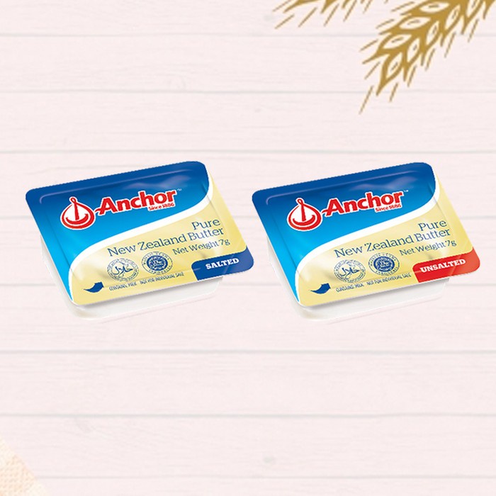 

butter-mentega- anchor minidish butter salted/unsalted 7gr x 10 pcs | mentega mpasi - unsalted
