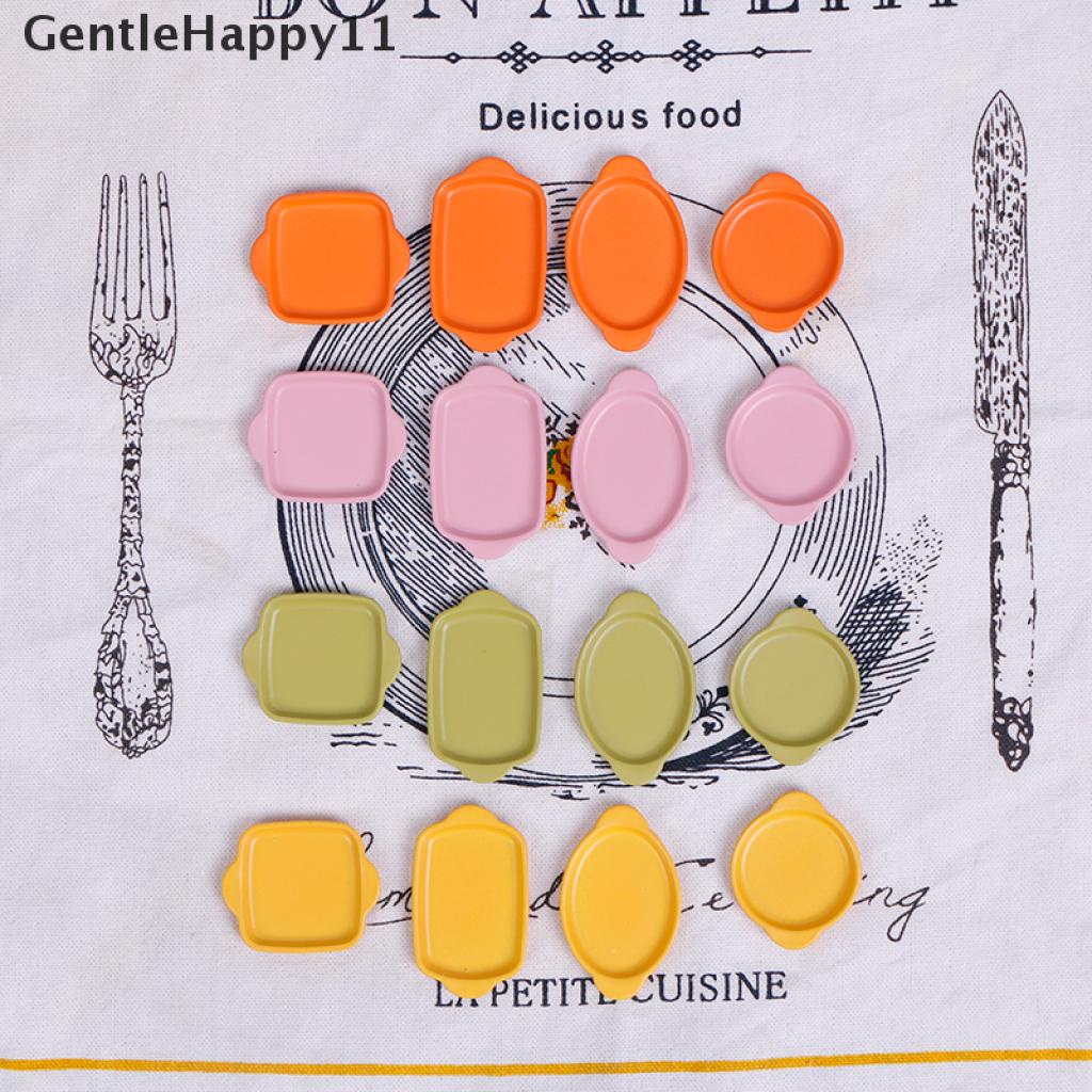 Gentlehappy 4pcs / set Mainan Miniatur Piring Nampan Binaural Skala 1: 12 Untuk Aksesoris Dapur Rumah Boneka