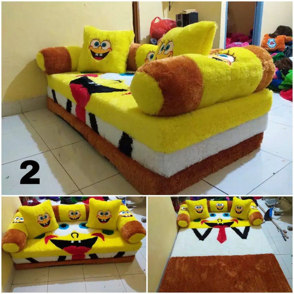 Kasur Lipat Sofa bed Karakter Bulu Rasfur TEBAL 10 CM