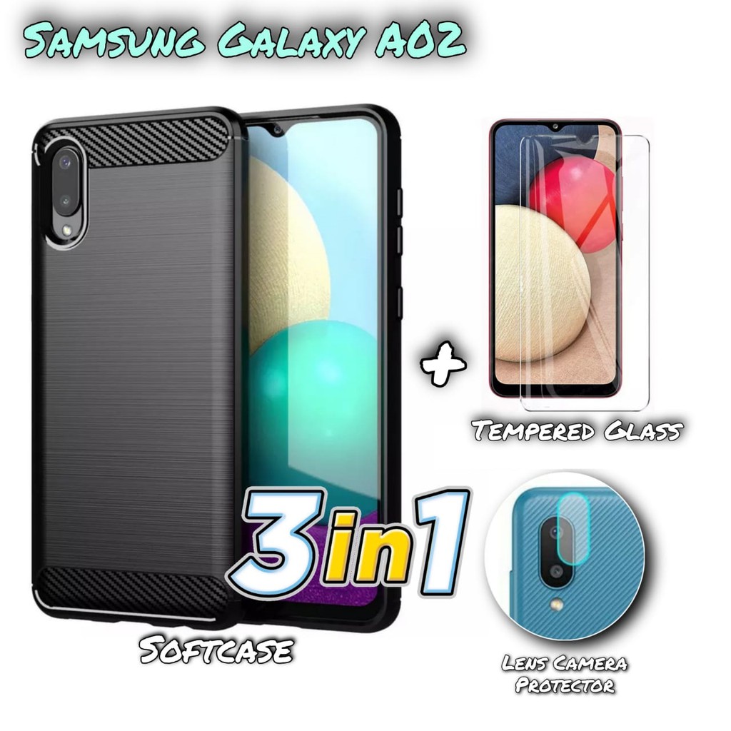 PROMO Case Samsung Galaxy A02 / M02 Terbaru SoftCase Carbon IPAK FREE Pelindung Layar  & Kamera