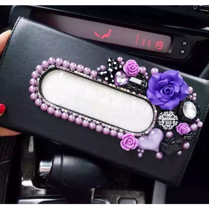 tempat tissue mobil sunvisor kotak tissue mobil bunga anna sui ungu bunga blink  Share:   Favorit (12) TISU KLIP // Tempat tissue sunvisor clip tisu mobil flower bunga kulit bling bling