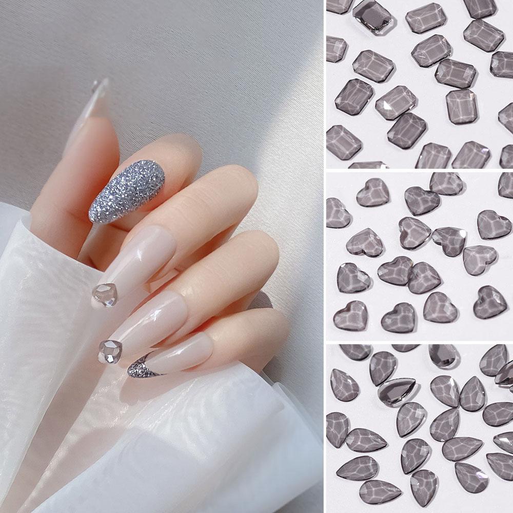 Agustina DIY Dekorasi Nail Art 100pcs 3D Hiasan Kuku Ungu Manicure Flat Shaped Diamond