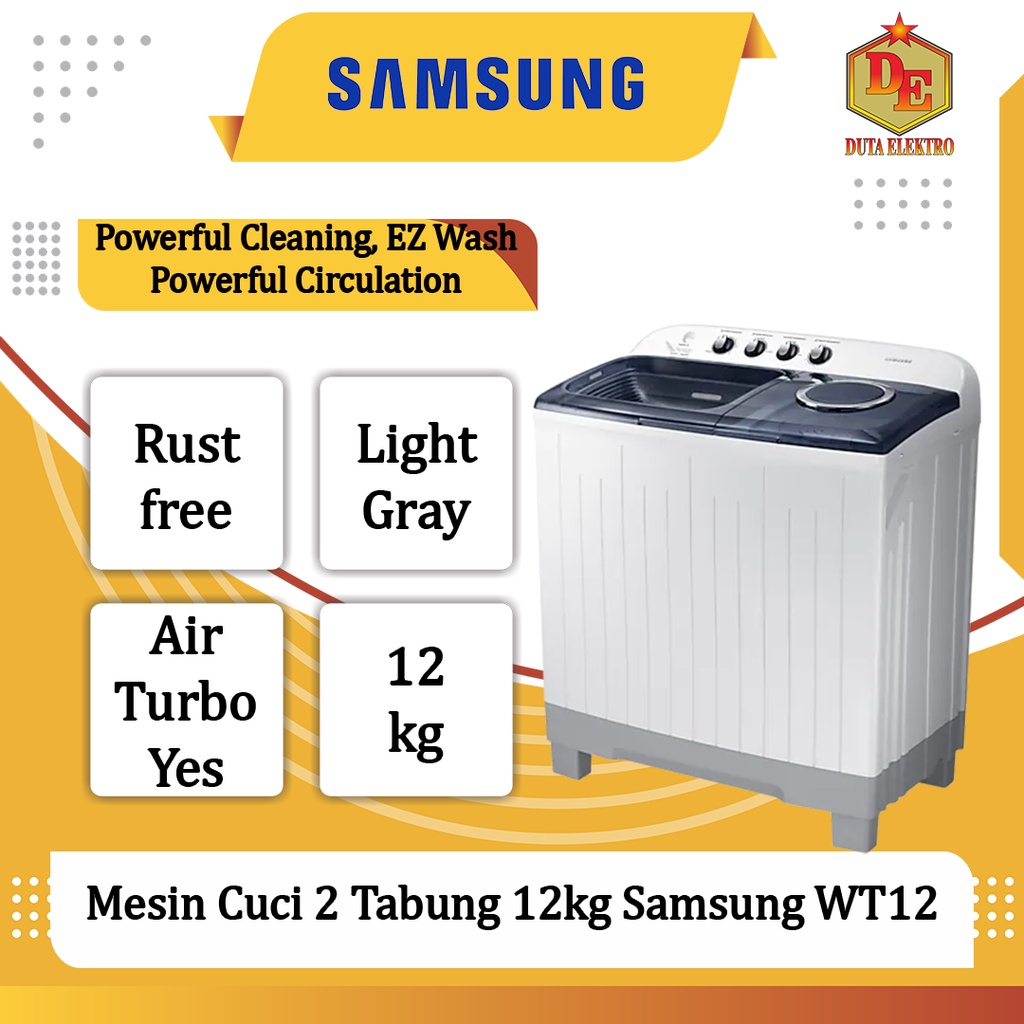 Mesin Cuci 2 Tabung 12kg Samsung WT 12