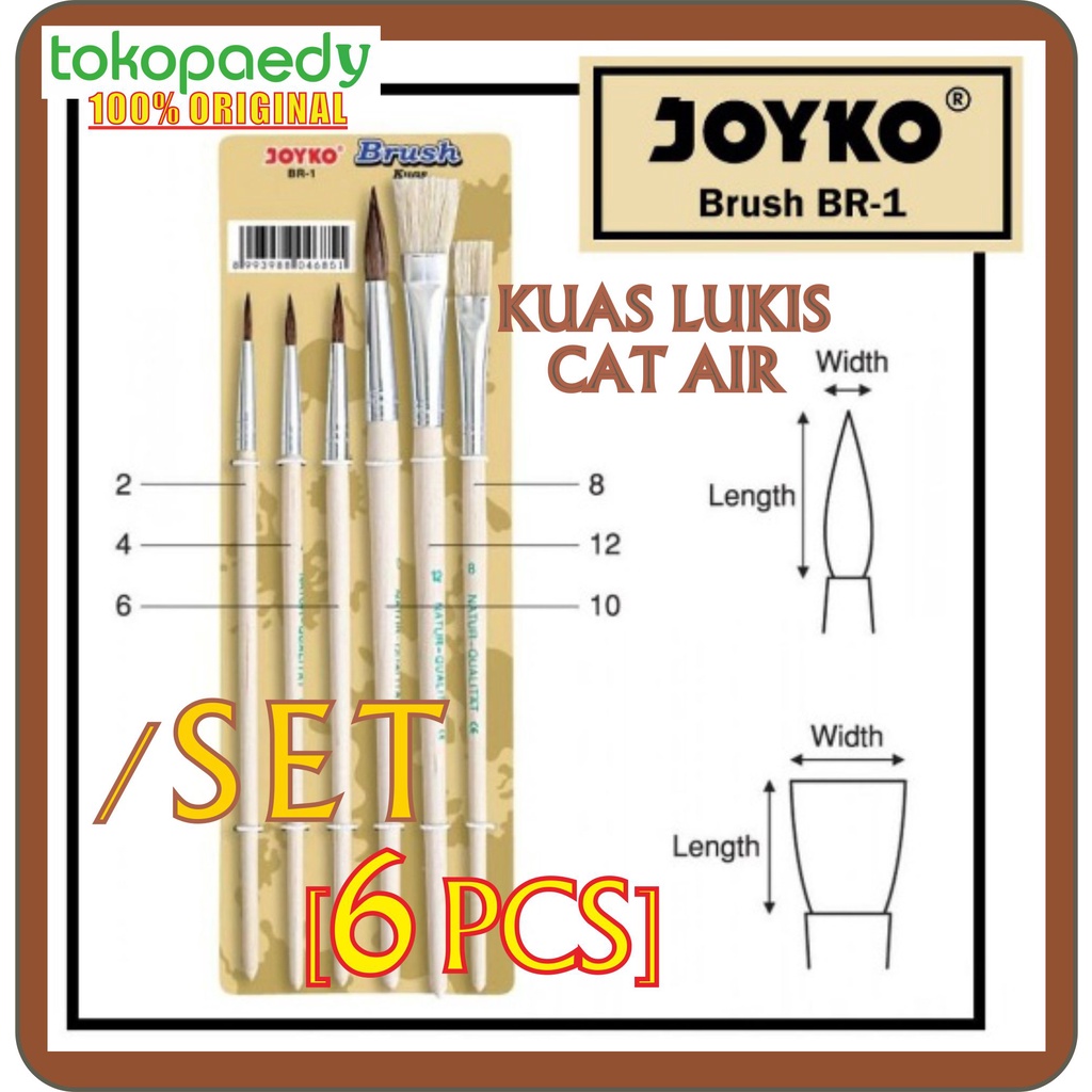 

[PER SET] JOYKO BR-1 /6 PCS /Set Paket BRUSH Kuas Cat Air JOYKO BR-1 (No. 2, 4, 6, 8, 10 dan 12) BR1