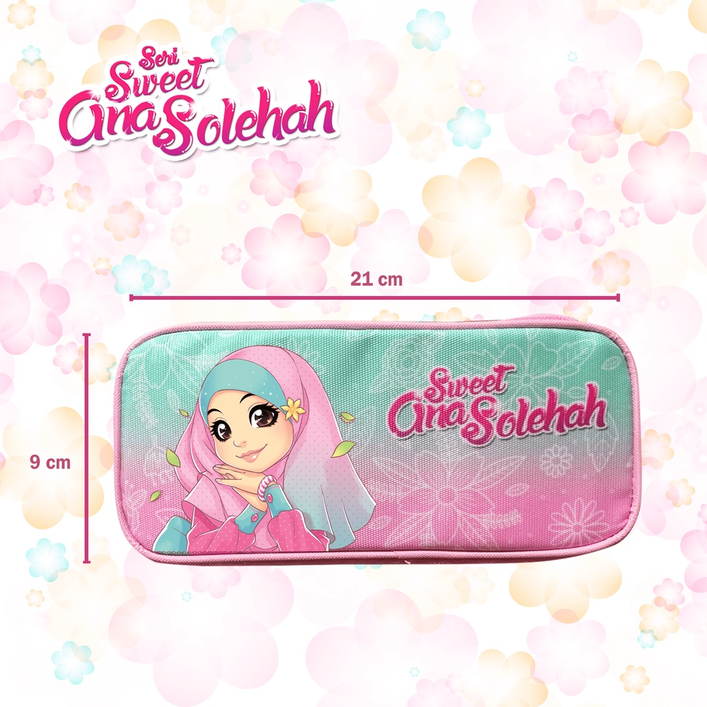 

Tempat Pensil Karakter - Pencil Case Ana Solehah Pink Tosca