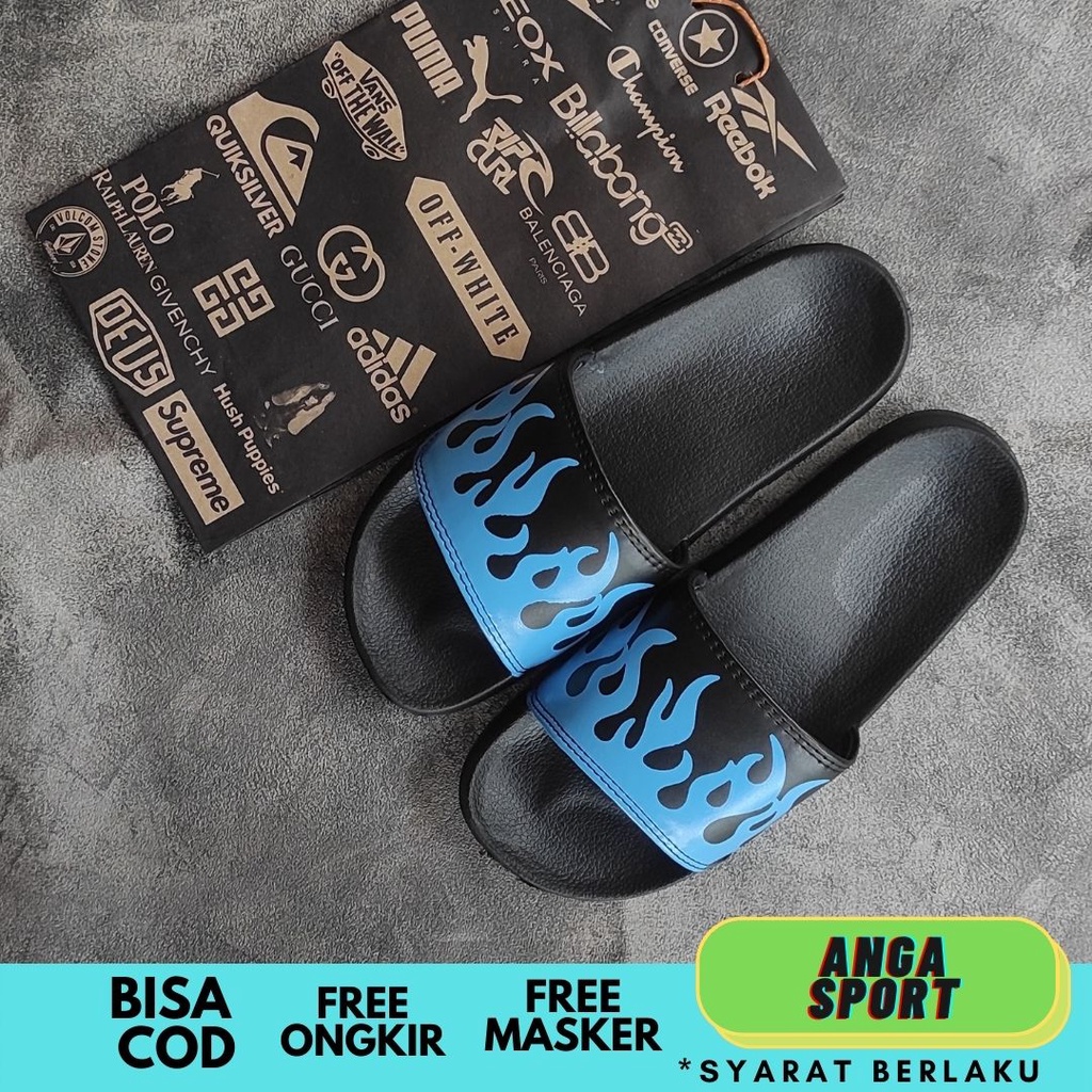 SANDAL SLIDE PRIA WITJI THRASHED BIRU TERMURAH / SANDAL SANTAI REMAJA KEREN / SENDAL SLOP DISTRO COWOK / SANDAL KASUAL FOR MEN TERLARIS