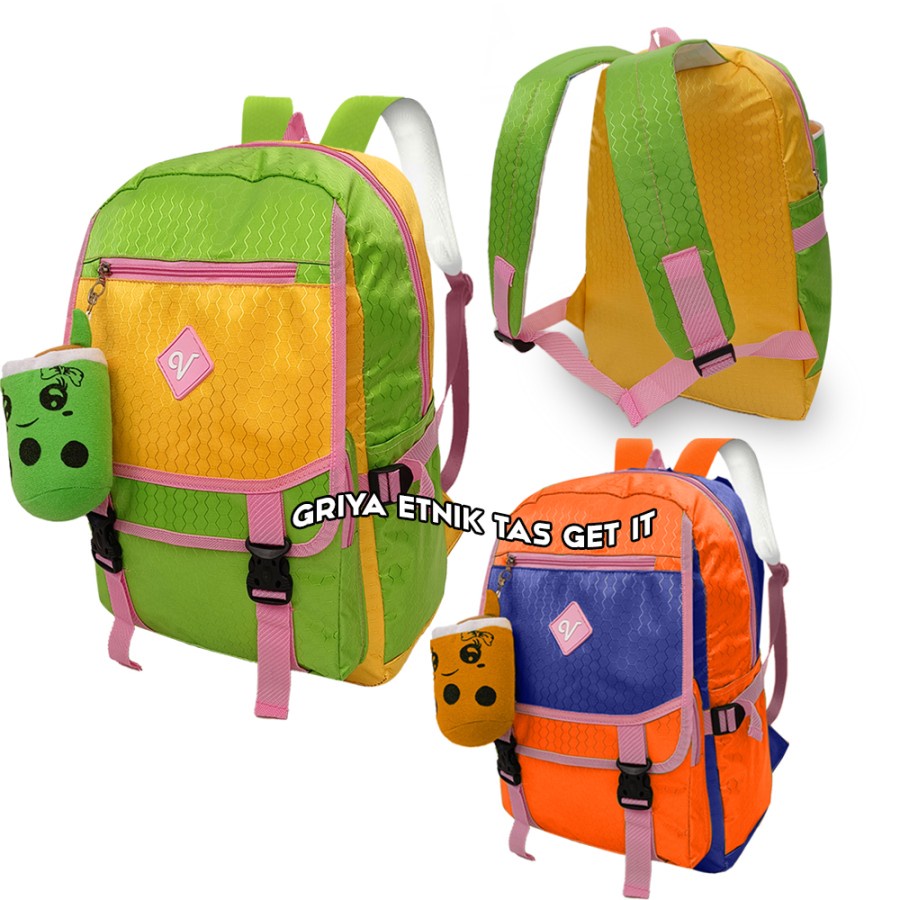 Tas Ransel Sekolah Anak SD Perempuan Vito Gratis Boneka Boba