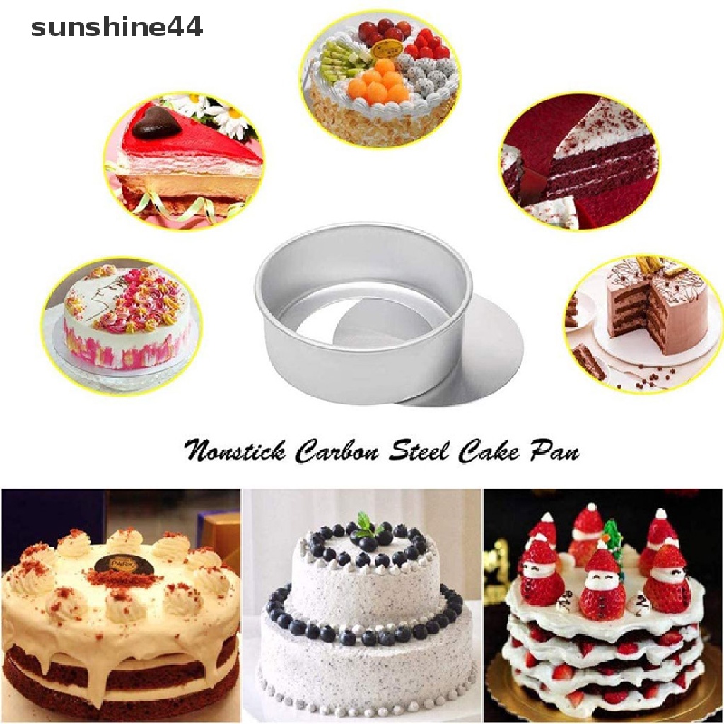 Sunshine Cetakan Kue Bulat 4 / 5 / 6 / 7 &quot;Bahan Aluminum Anti Lengket Bagian Bawah Bisa Dilepas