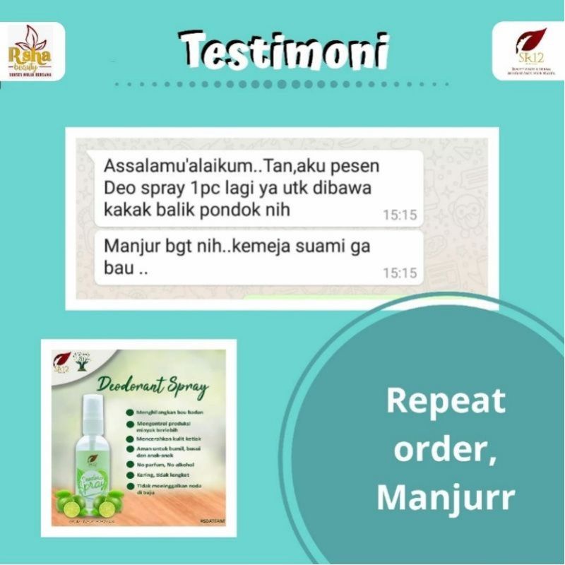 Deodorant spray SR12 ampuh untuk penghilang bau badan 60ml