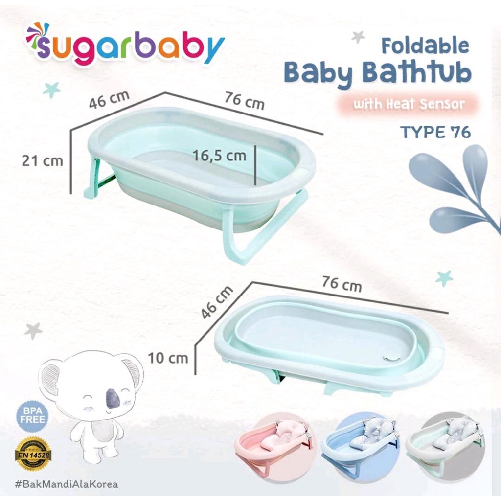 SUGARBABY FOLDABLE BABY BATHTUB DENGAN SENSOR PANAS F76 / BAK MANDI LIPAT DENGAN SENSOR PANAS