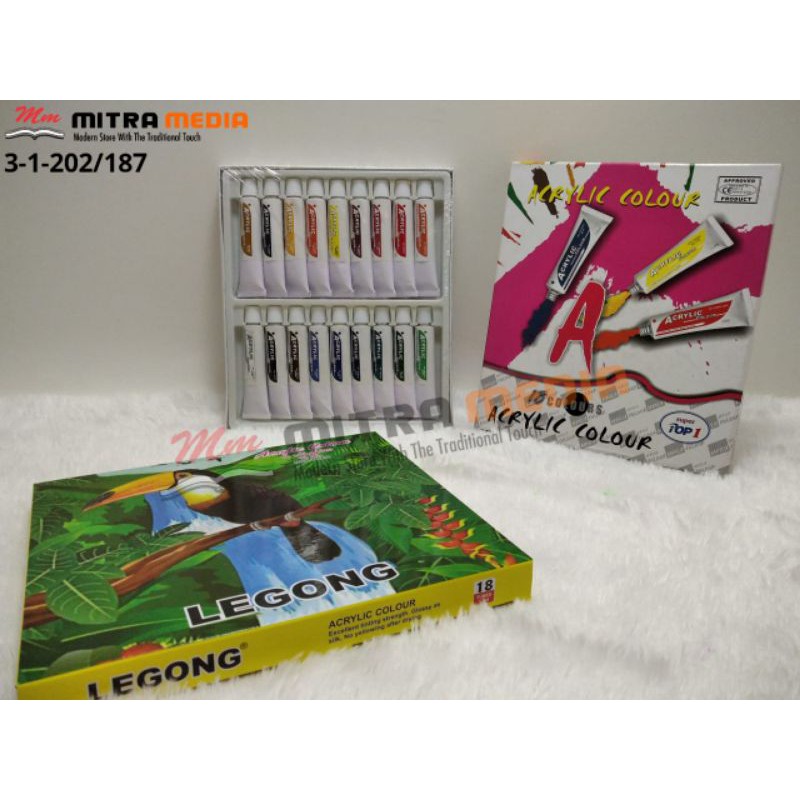 PERALATAN MELUKIS / CAT ACRYLIC SET / CAT AKRILIK ISI 18 WARNA