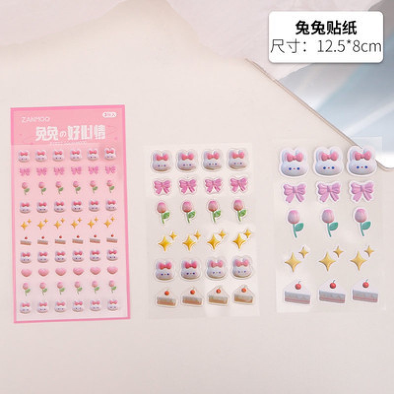 Ins Stiker Epoxy Kristal 3D Motif Kartun Anak Perempuan Untuk Dekorasi Handphone / Gelas Air Diy