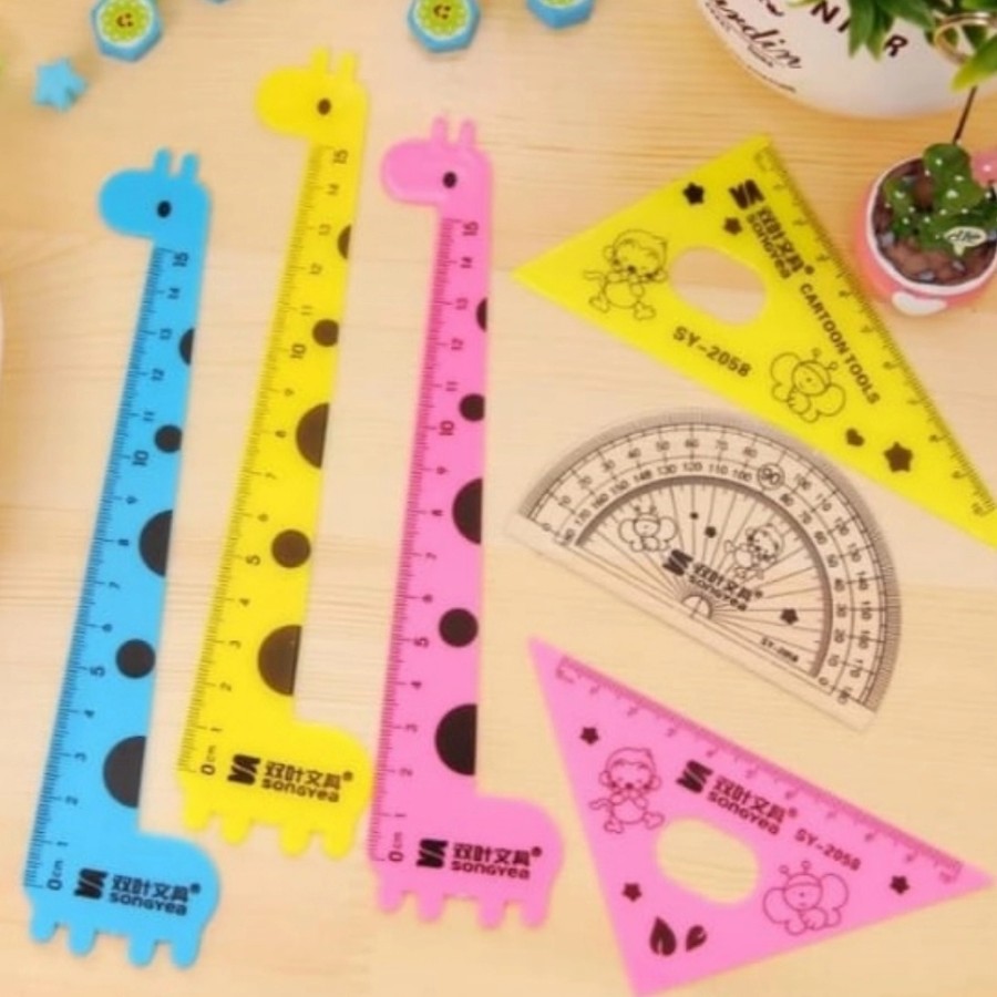 

Penggaris plastik bentuk hewan jerapah 15 cm, Giraffe Ruler. terdapat 4 model penggaris ready