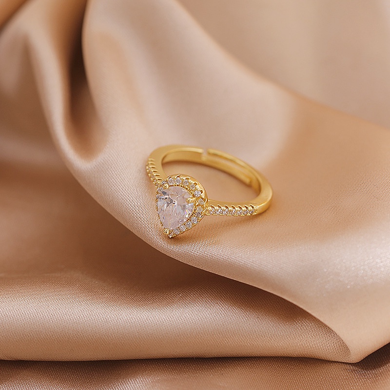 Korea air drop zircon cincin wanita Desain Terbuka indeks cincin kepribadian baru beberapa hadiah