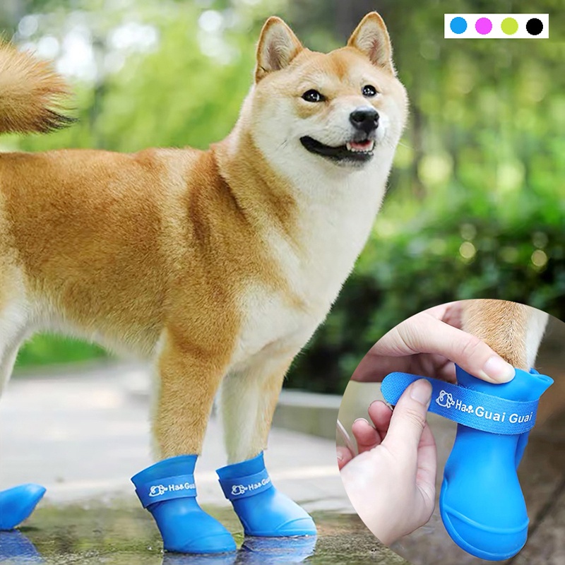 【Yayapet】4 Pcs/Set Sepatu Boots Hujan Tahan Air Anti Slip Untuk Anjing Dan Kucing Peliharaan