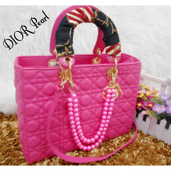 Terbatas Tas Wanita Branded Dior Lady Kulit Dove Mutiara Warna Pink Fanta Super