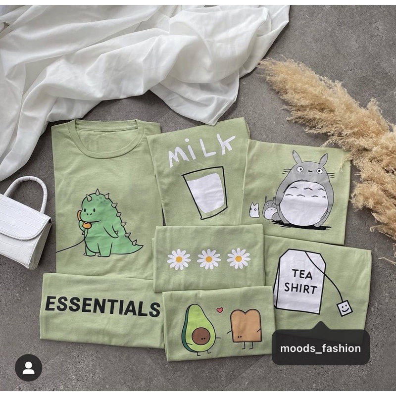 Kaos Wanita Oversize Lengan Pendek Sage Green