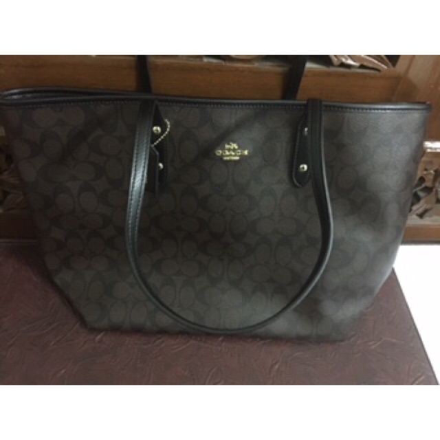 Coach City Tote in Signature Bag Mahogany ORIGINAL authentic Preloved