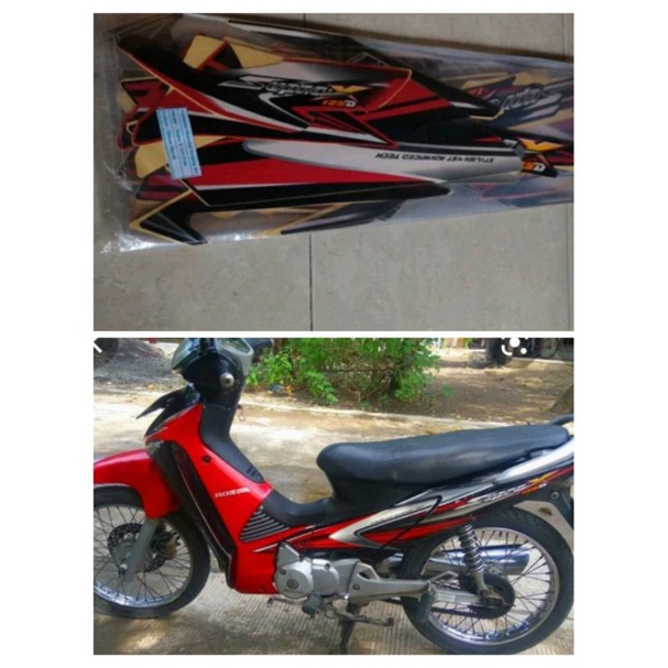 STRIPING STIKER SUPRA X 125D 2006 HITAM MERAH