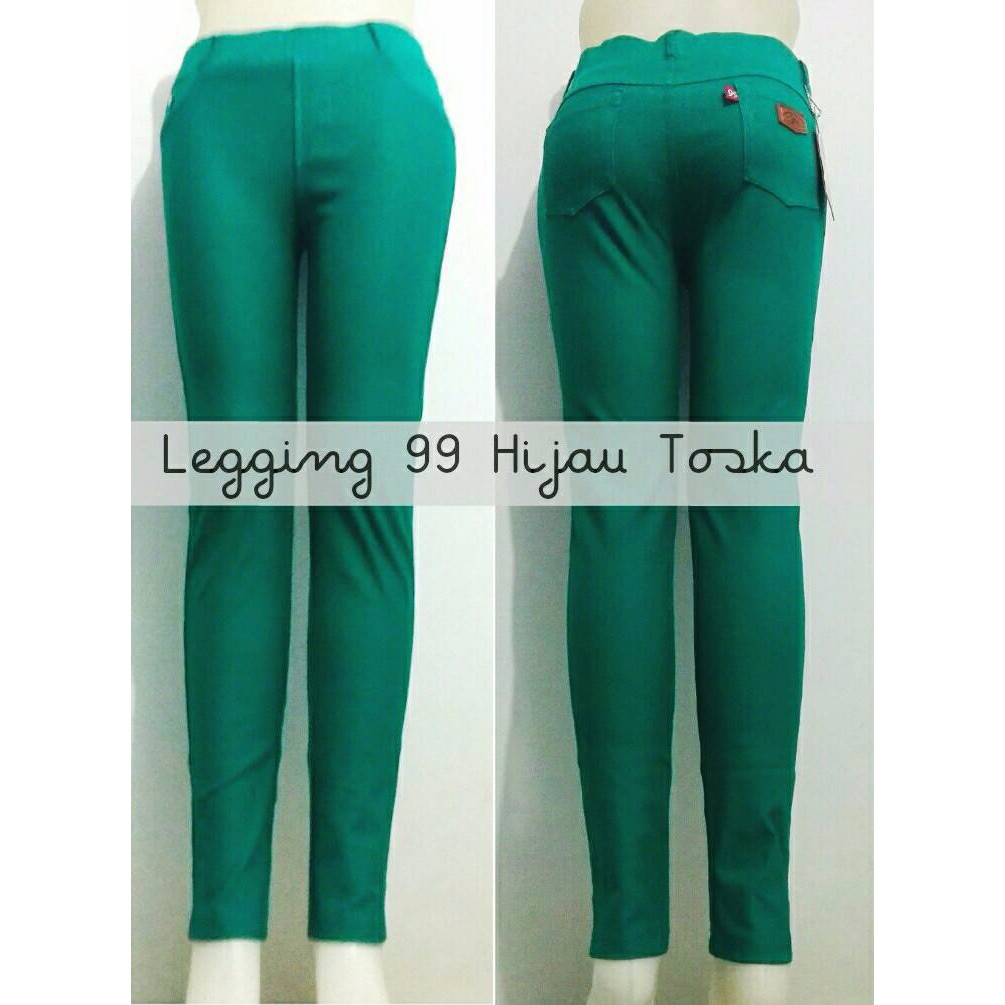 Legging 99 bahan jeans denim (Hijau Toska) size m-xl