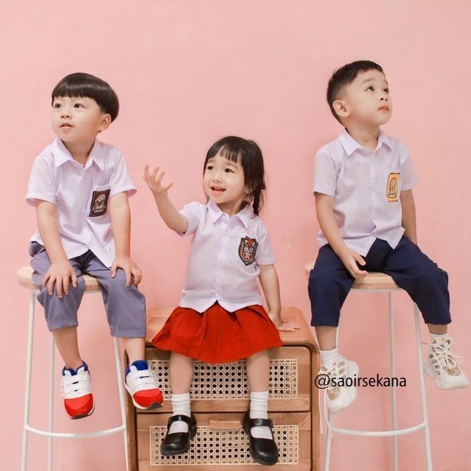 (BISA COD) baju seragam SD SMA bayi batita balita anak laki-laki perempuan kecil - m, SD perempuan