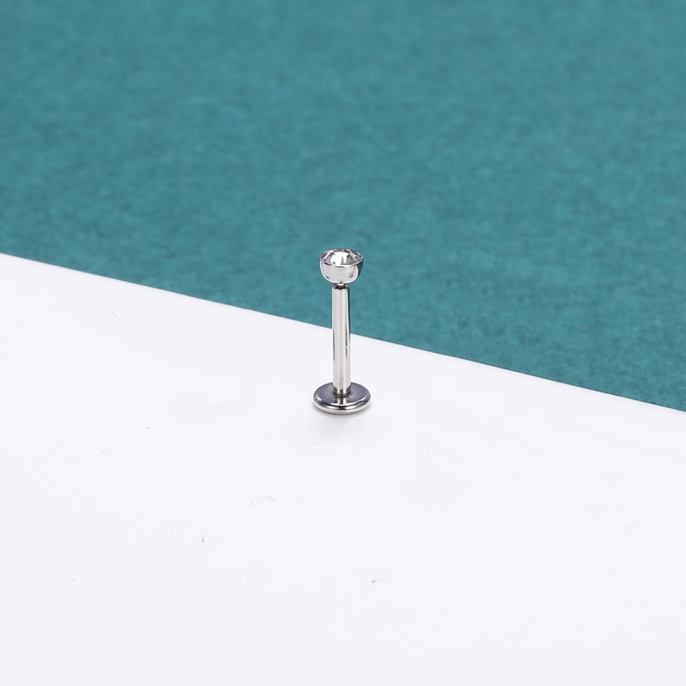 1pc Anting Stud Tindik Bibir Telinga Bentuk Hati Bintang Aksen Kristal Bahan Stainless Steel