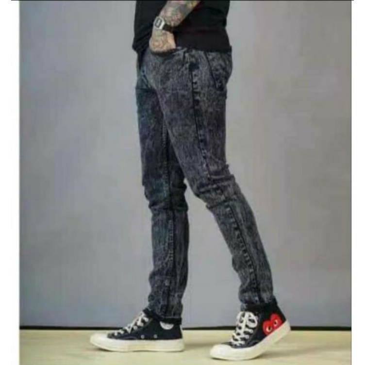 CELANA JEANS PRIA / CELANA JEANS COWOK / SNOW WASH ORIGINAL / SNOW BLACK WASH / CELANA PANJANG ACID 