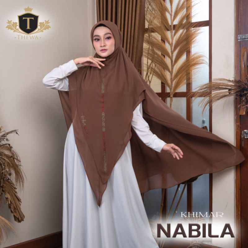 Thewa khimar Nabila Payet Ori Thewa/khimar payet jilbab instan kerudung syari