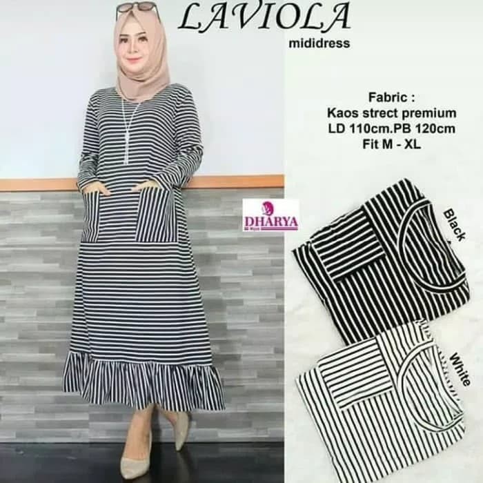 TRENDY Pakaian wanita muslim syari setelan ramadhan lebaran gamis garis garis maxi maxy dress terusa