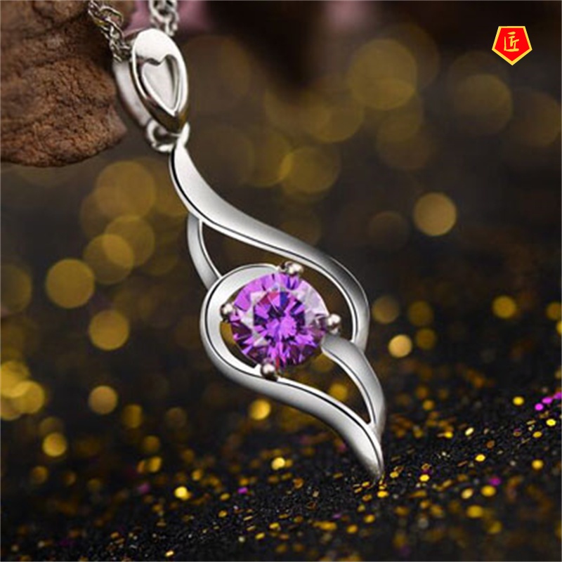 [Ready Stock]Single Wing Diamond Pendant Simple All-Match Women's Necklace