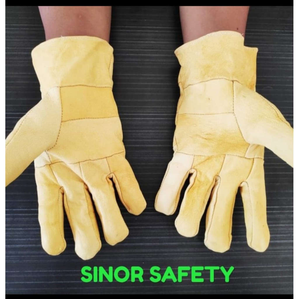 Sarung Tangan Las Argon KUNING 10 Inch Kulit Domba Garut Asli
