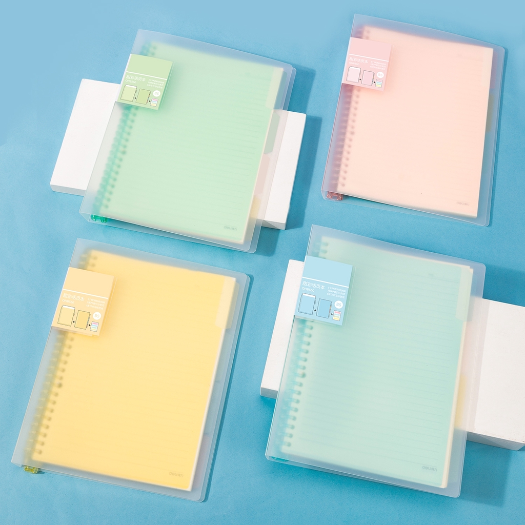 DELI BUKU NOTEBOOK BINDER LOOSE LEAF A5/B5 60 HALAMAN ANEKA WARNA ALAT TULIS KANTOR SEKOLAH ANAK QHA560 QHB560