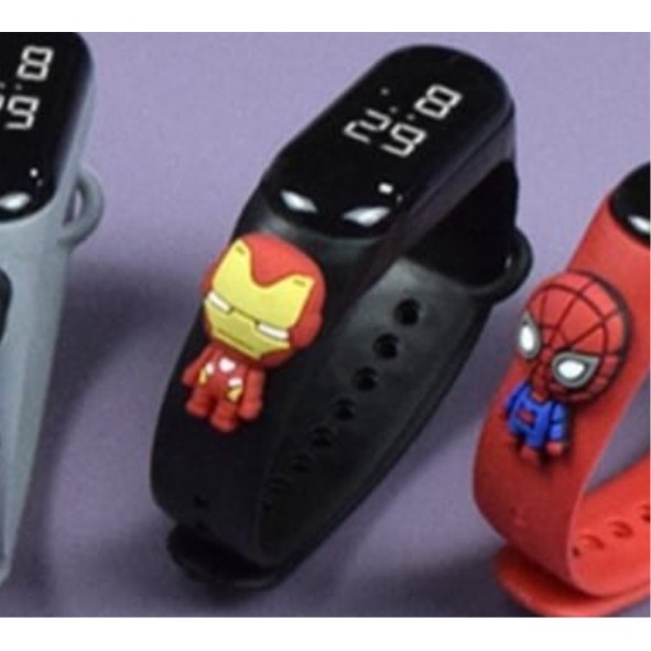 Jam Tangan Anak LED Digital display Elektronik Motif karakter kartun Lucu Murah-Iron Hitam