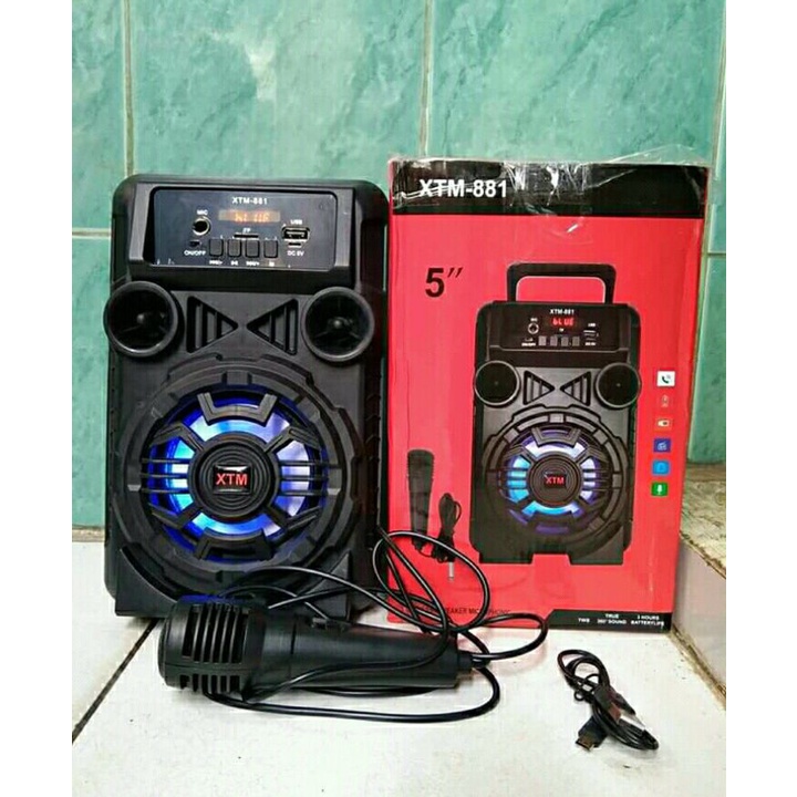 Free Mic karaoke Speaker Bluetooth XTM-881/BK 1090 Bonus Mic karaoke Termurah