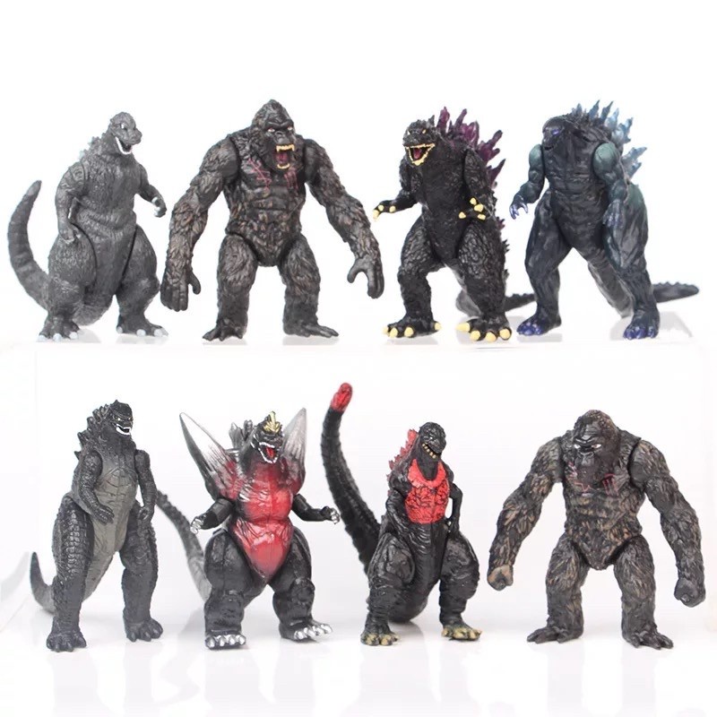 Figure Mainan Pajangan Godzilla vs Kong set 8 pcs