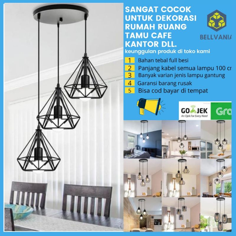 LAMPU GANTUNG MINIMALIS 3 IN 1 SET LAMPU HIAS RUANG DEKORASI