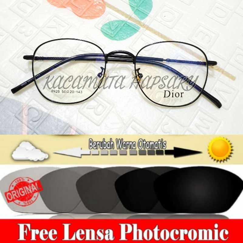 PAKET FRAME + LENSA PHOTOCROMIC | KACAMATA MINUS | KACAMATA ANTI RADIASI | KACA MATA TERBARU 8926