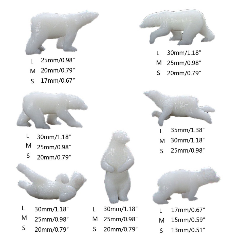 SIY  7 Shapes Silicone Mini Polar Bear Modeling Resin Mold Landspace Fillings Resin Jewelry Fillings Resin Casting Art Crafts