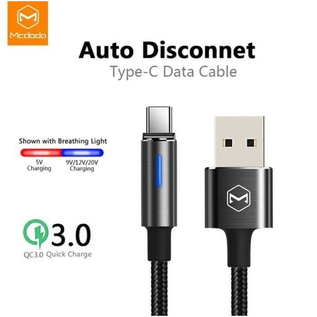 Mcdodo CA-6170 Kabel Data Fast Charging 3.0 USB Type C Auto Disconnect