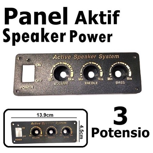 Panel Speaker Aktif Active 3 Potensio Plastik Volume Treeble Bass 3 Lubang