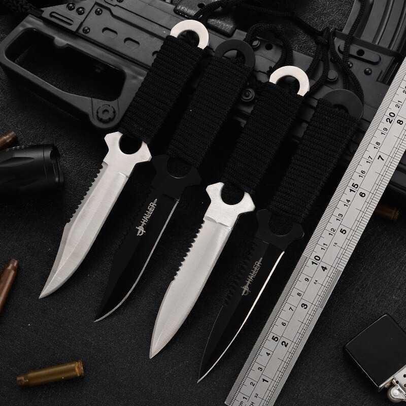 Pisau Tactical Wild Self Defense Outdoor Knife Survival Tool 21Cm