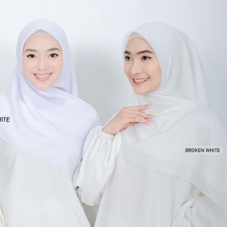 Hijab Pollycoton Hijab Square ( Putih bersih/Putih ) Hijab warna putih, Hijab broken white