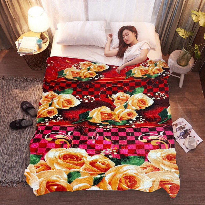 Selimut Bulu Halus Dewasa 150x200 Termurah Terlaris Motif Aesthetic New Arrival-Bunga Mawar