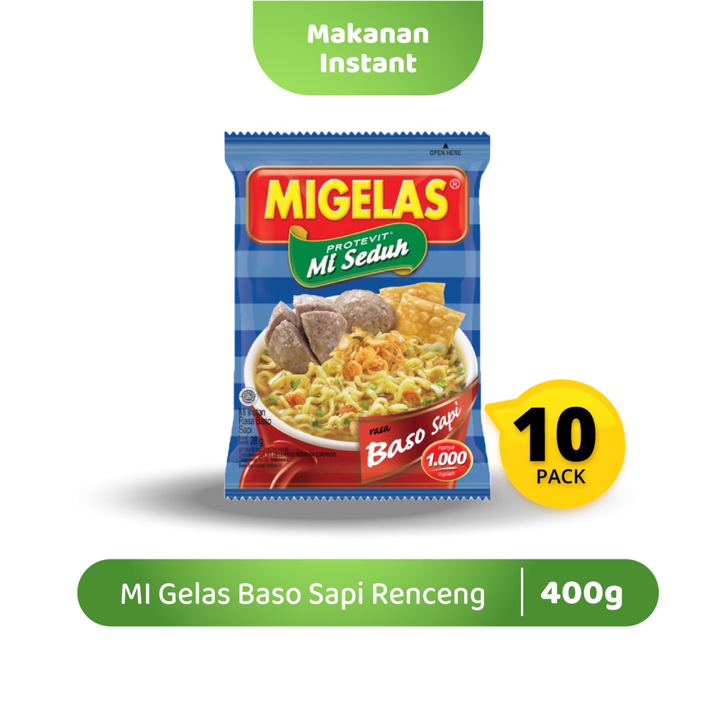 

Praktis dan Lezat ! Migelas Baso Sapi Renceng 10 Sachets @28 Gr