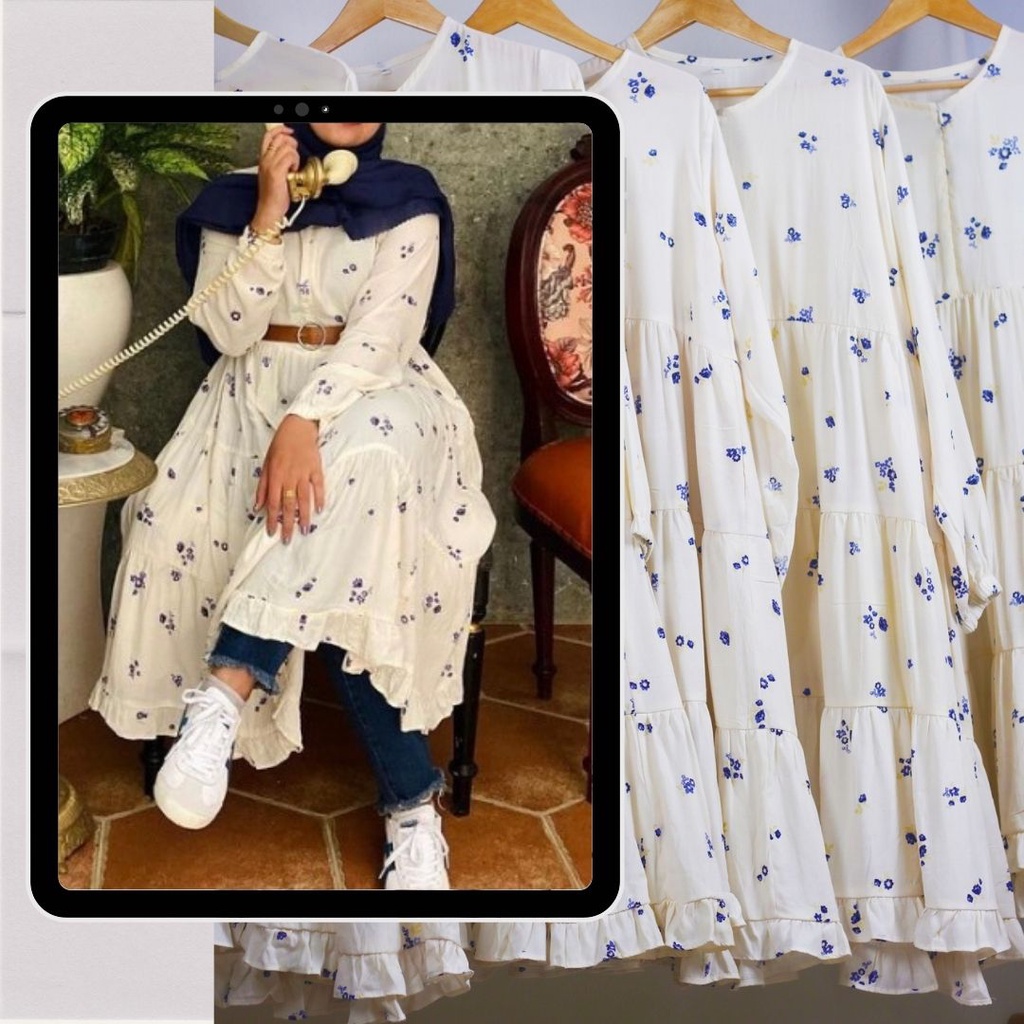 BLOUSE SORA RUFFLE baju wanita dress putih tunic baju tunik baju putih baju jumbo dress wanita midi 