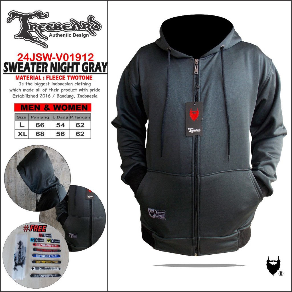 [BAYAR DI TEMPAT/COD] Jaket Pria Hoodie Premium Original Treebeard Bonus Gantungan Kunci dan Stiker