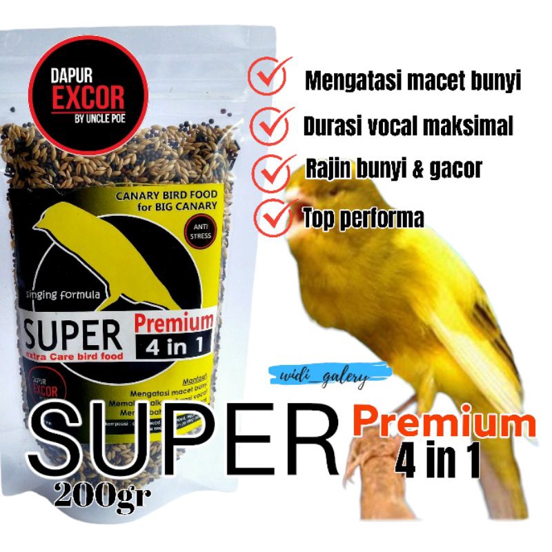 Pakan Kenari Gacor SUPER PREMIUM exCor Formula Gacor Kenari Seri Besar - 200gr