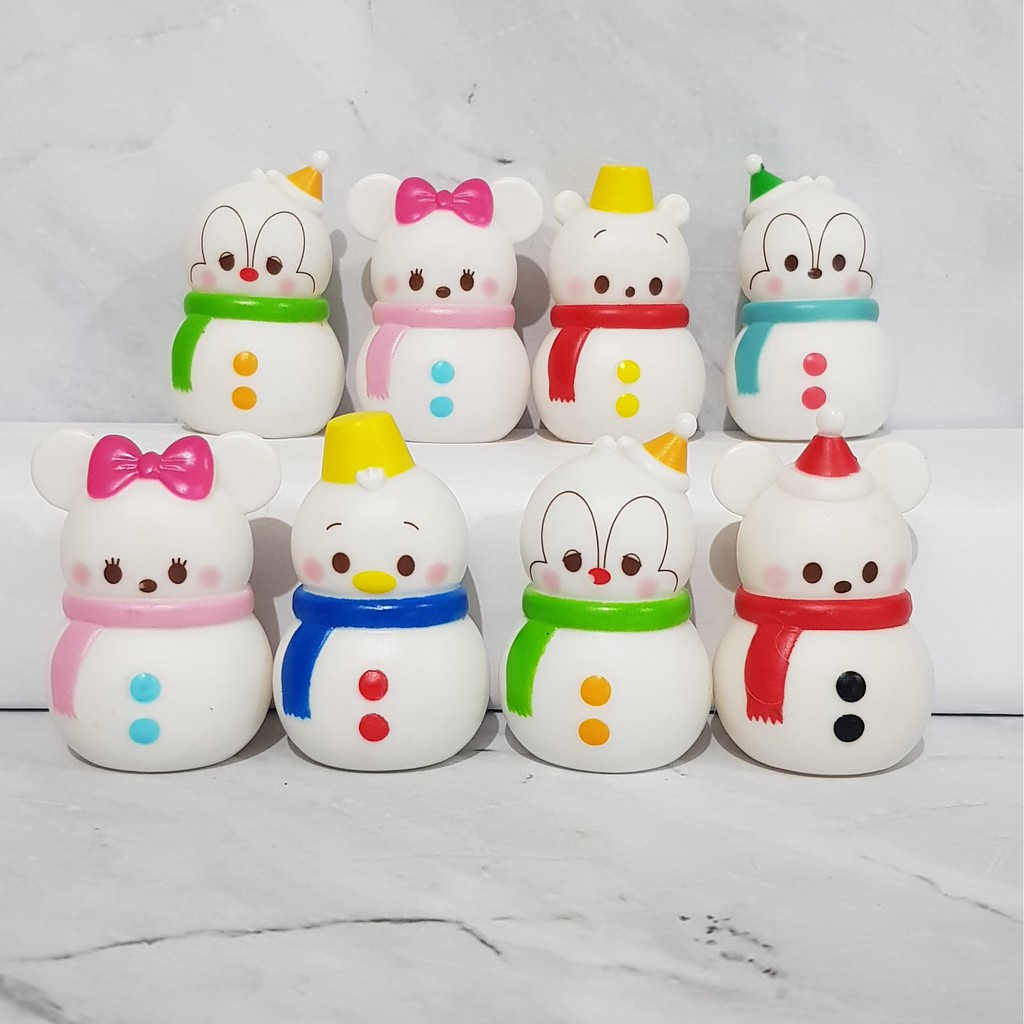 topper mainan karet hiasan kue ulang tahun 4cm pajangan mobil snowman natal christmas