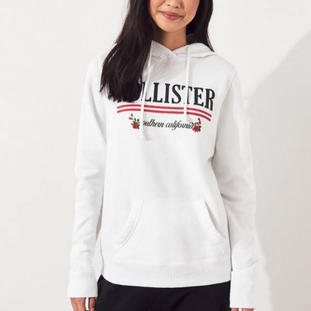 hollister logo tape hoodie